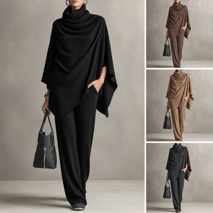⏳Limited-time 50% off⏰Women's Cowl Neck Cape & Wide-Leg Pants Set👚👖