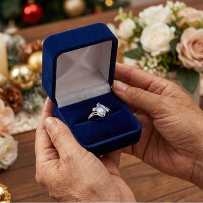 ⏳Limited-time 50% off⏰Geometric Oval Moonstone Ring with Zirconia Accents🌙💍