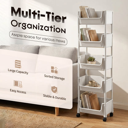 ⏳Limited-time 50% off⏰Multi-Tier Rolling Storage Cart for Narrow Spaces🗄️