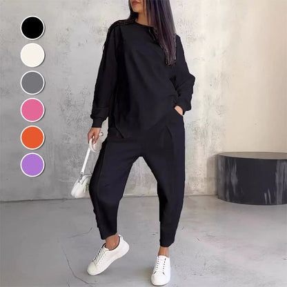 ⏳Limited-time 50% off⏰Women Long-Sleeve Irregular Hem Sweatshirts & Pants Set👚👖