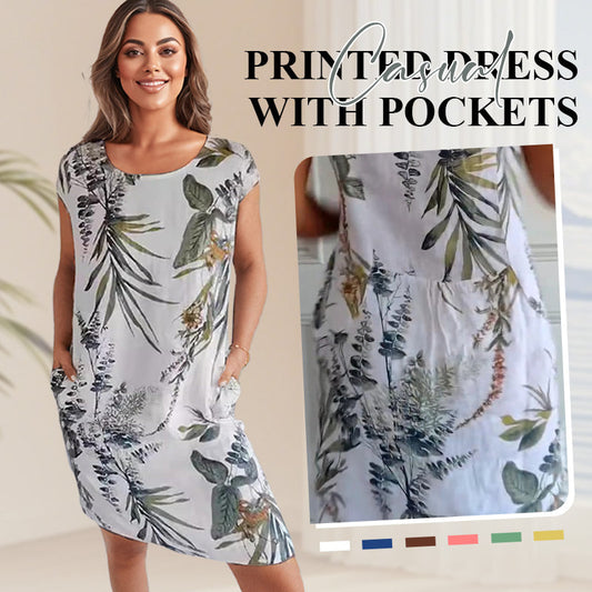 ⏳Limited-time 50% off⏰Women's Short Sleeve Printed Dress🌸💃
