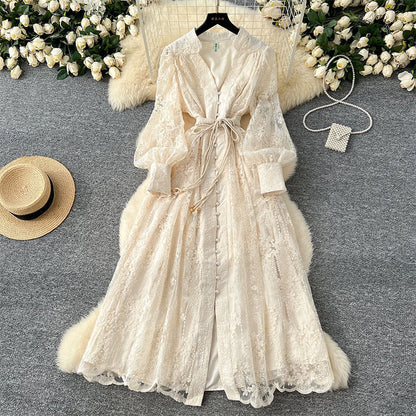 ⏳Limited-time 50% off⏰Vintage Embroidered Lantern Sleeve Dress👗