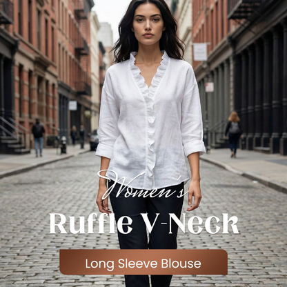 🥳2026 HOT SALE🥳💞50K+ SOLD!👵🌸 50% OFF! Ruffle V-Neck Blouse – Soft, flattering & easy to wear. Perfect for daily elegance. 🕊️✨