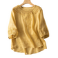 👚 LIMITED-TIME 50% OFF! 💥Women's Embroidered Cotton-Linen Blend Blouse – Floral Cutouts, Round Neck, Relaxed Fit ✨