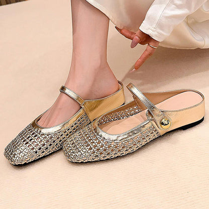 ⏳Limited-time 50% off⏰Women's Woven Square-Toe Mary Jane Mules👡