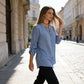 ⏳Limited-time 50% off⏰Women's V-Neck Striped Button-Down Shirt👔✨
