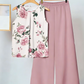 ⏳Limited-time 50% off⏰Floral Print Top & Wide-Leg Trousers Set👚👖