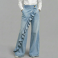 ⏳Limited-time 50% off⏰Women’s Asymmetrical Ruffle Wide-Leg Denim Pants👖