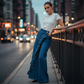 ⏳Limited-time 50% off⏰Women’s Asymmetrical Ruffle Wide-Leg Denim Pants👖