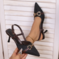 ⏳Limited-time 50% off⏰Women's Pointed-Toe Slingback Heels with Metal Chain👠