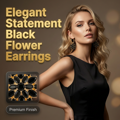 ⏳Limited-time 50% off⏰Elegant Black Flower Dangle Earrings🖤❄️🌸