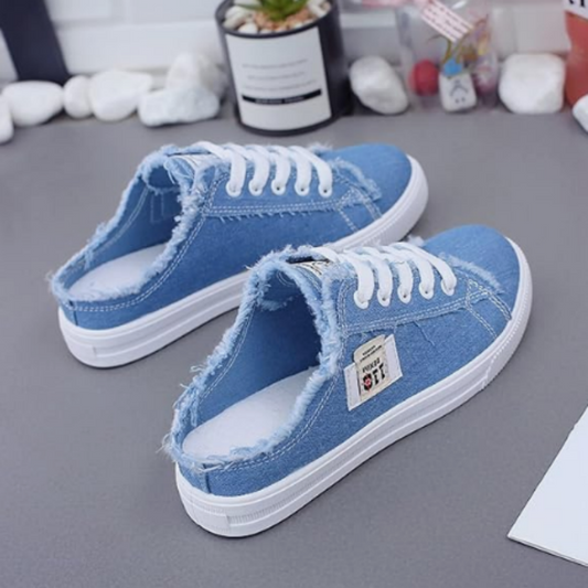 👟 50% OFF NOW! 👖Women's Denim Mule Trainers – Easy Slip-On, Comfortable Sole & Perfect for a Casual Summer Look ☀️