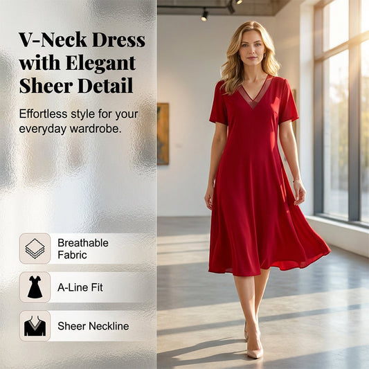 ⏳Limited-time 50% off⏰Women's Elegant V-Neck Mesh Dress❤️👗