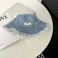 ⏳Limited-time 50% off⏰Stylish Layered Fray Denim Sun Protection Hat👒