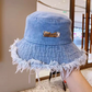 ⏳Limited-time 50% off⏰Stylish Layered Fray Denim Sun Protection Hat👒