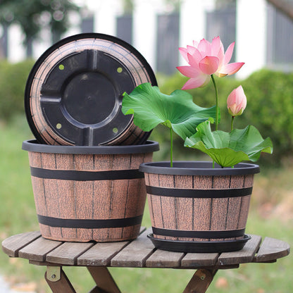 ⏳Limited-time 50% off⏰Round Resin Barrel Planter for Garden🪴