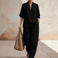 ⏳Limited-time 50% off⏰Women's Casual V-Neck Top and Wide-Leg Trousers Set👚👖