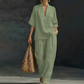 ⏳Limited-time 50% off⏰Women's Casual V-Neck Top and Wide-Leg Trousers Set👚👖