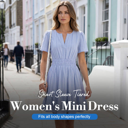 ⏳Limited-time 50% off⏰Women's Short Sleeve Tiered Mini Dress👗