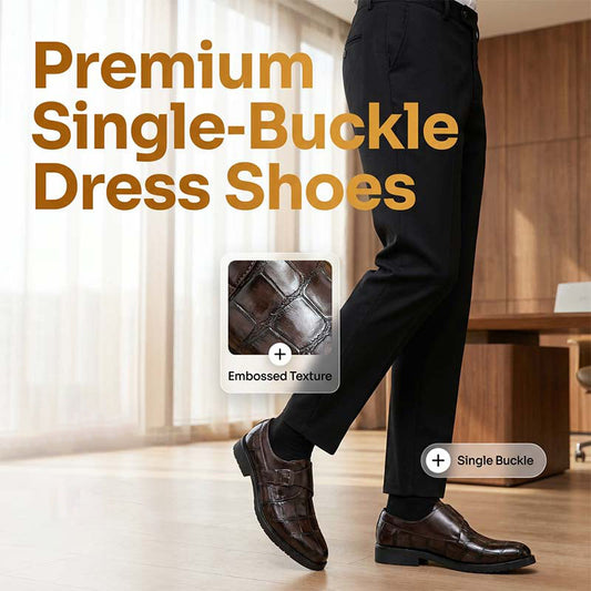 ⏳Limited-time 50% off⏰Men's Classic Faux Leather Single-Buckle Shoes👞