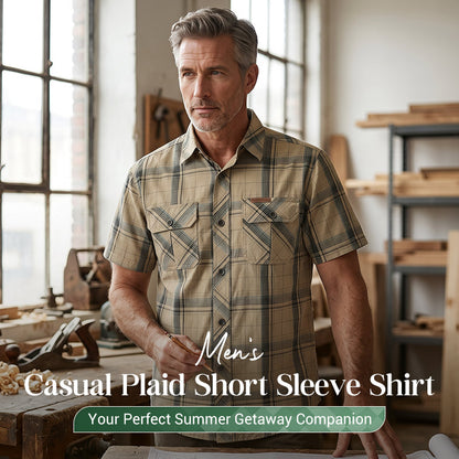 ⏳Limited-time 50% off⏰Men's Casual Plaid Short Sleeve Shirt 👔
