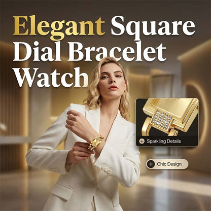 ⏳Limited-time 50% off⏰Square Dial Bracelet Watch for Women with Rhinestones – Chunky Chain-Link, Elegant, Sparkling Accents⌚💫