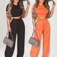 ⏳Limited-time 50% off⏰Women's Two-Piece Fitted Short Sleeve T-Shirt & Loose Trousers Set💐👚👖