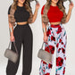 ⏳Limited-time 50% off⏰Women's Two-Piece Fitted Short Sleeve T-Shirt & Loose Trousers Set💐👚👖