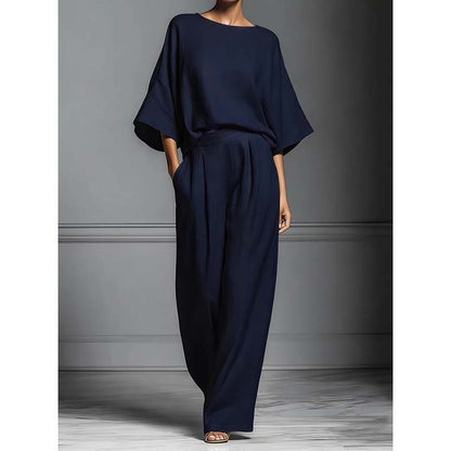 ⏳Limited-time 50% off⏰Women's Two-Piece Loose Fit Top and Wide-Leg Pants Set👚👖
