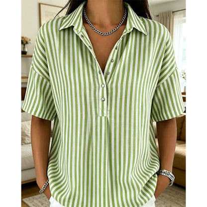 ⏳Limited-time 50% off⏰Women's Casual Striped Short-Sleeve Shirt👔👚