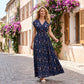 ⏳Limited-time 50% off⏰Women's Floral V-Neck Smocked Waist Maxi Dress💐👗