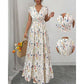 ⏳Limited-time 50% off⏰Women's Floral V-Neck Smocked Waist Maxi Dress💐👗