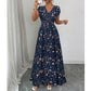 ⏳Limited-time 50% off⏰Women's Floral V-Neck Smocked Waist Maxi Dress💐👗