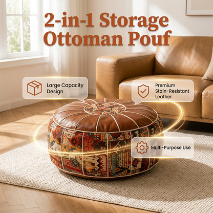 ⏳Limited-time 50% off⏰Multifunctional Storage Ottoman Pouf – Hidden Storage, Comfortable Seating & Faux Leather Finish🛋️