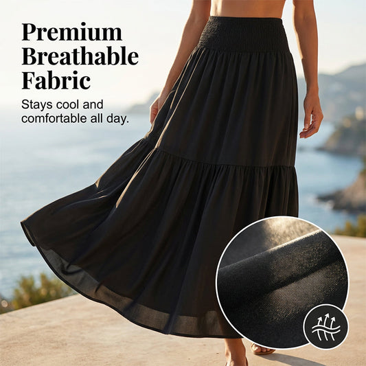⏳Limited-time 50% off⏰Women's High-Waist Smocked A-Line Maxi Skirt👗