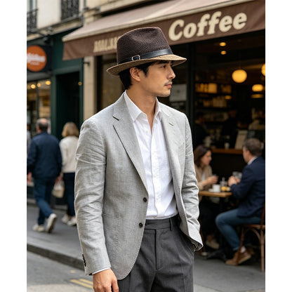 ⏳Limited-time 50% off⏰Summer Straw Fedora Sun Hat with Stylish Buckle Band🎩