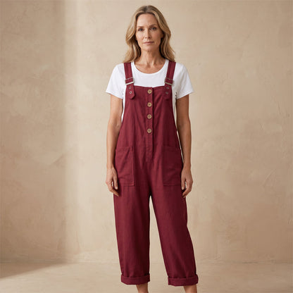 ⏳Limited-time 50% off⏰Solid Color Straight-Leg Romper with Pockets👗👖