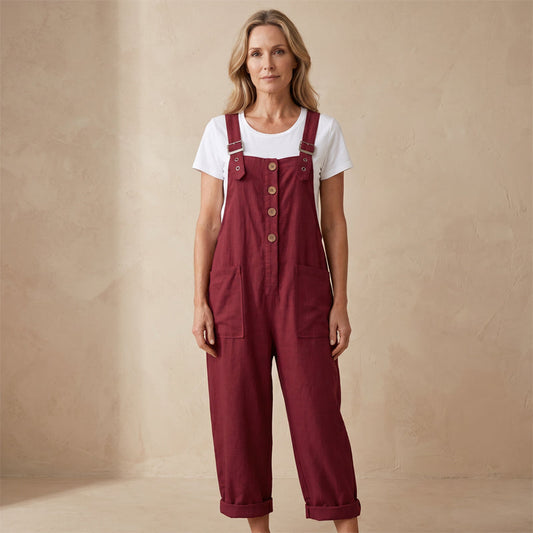 ⏳Limited-time 50% off⏰Solid Color Straight-Leg Romper with Pockets👗👖