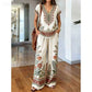 ⏳Limited-time 50% off⏰Women's Printed Top & Pants 2-Piece Set👚👖