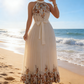 ⏳Limited-time 50% off⏰Sleeveless Halter Neck Floral Pleated Maxi Dress💐👗