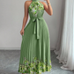 ⏳Limited-time 50% off⏰Sleeveless Halter Neck Floral Pleated Maxi Dress💐👗