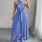 ⏳Limited-time 50% off⏰Sleeveless Halter Neck Floral Pleated Maxi Dress💐👗