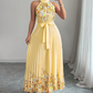 ⏳Limited-time 50% off⏰Sleeveless Halter Neck Floral Pleated Maxi Dress💐👗