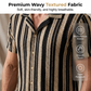 👔 LIMITED-TIME 50% OFF! 💥 Men's Breathable Vertical Stripe Short Sleeve – Wavy Texture, Cuban Collar, Relaxed Fit ✨