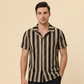 👔 LIMITED-TIME 50% OFF! 💥 Men's Breathable Vertical Stripe Short Sleeve – Wavy Texture, Cuban Collar, Relaxed Fit ✨