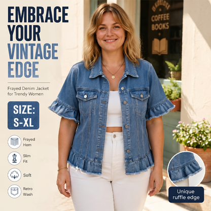 ⏳Limited-time 50% off⏰Women's Summer Ruffled Sleeve Denim Jacket🧥