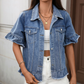⏳Limited-time 50% off⏰Women's Summer Ruffled Sleeve Denim Jacket🧥