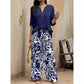 ⏳Limited-time 50% off⏰Women's V-Neck Top & Print Wide-Leg Pants Set👚👖