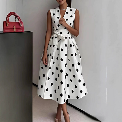 ⏳Limited-time 50% off⏰Women's Polka Dot Sleeveless V-Neck Dress🌟👗
