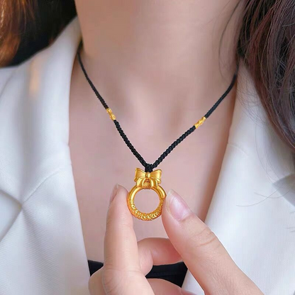 ⏳Limited-time 50% off⏰Elegant Gold Bow Pendant Necklace🎀📿